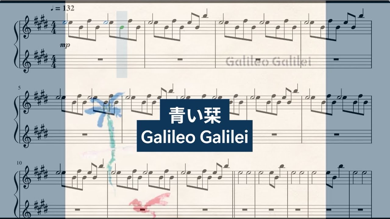 【キーボードパート】青い栞/Galileo Galilei【楽譜】