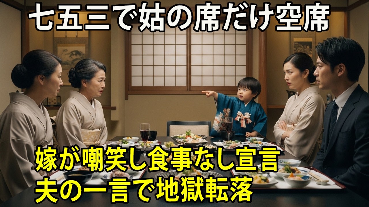 孫の七五三で嫁「お義母さんの食事はありませんｗ」ニヤつく嫁に夫が放った衝撃の一言…自業自得の末路が悲惨すぎた