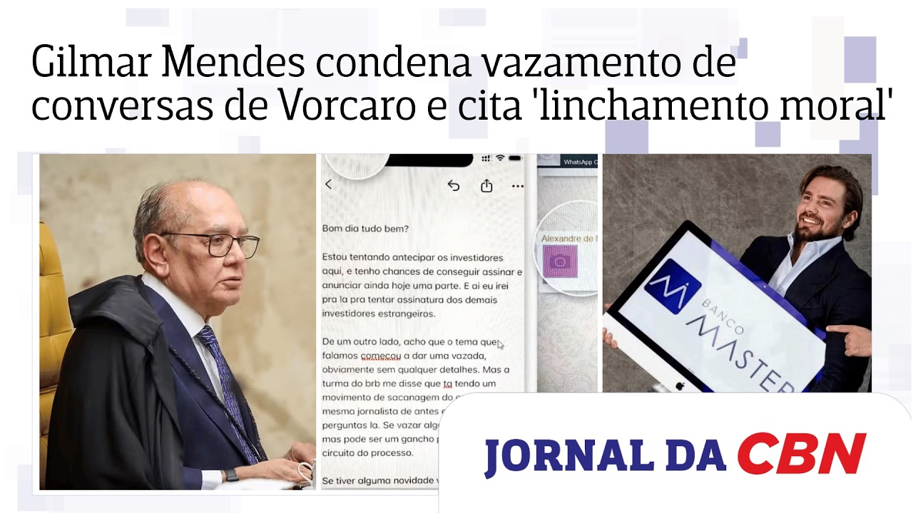 Gilmar Mendes condena vazamento de conversas de Vorcaro e cita 'linchamento moral'