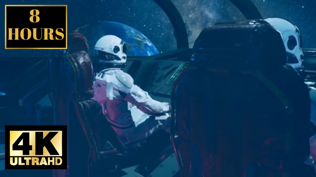Flying In Space Astronauts Spaceship Wallpaper Screensaver Background - 4K 8 HOURS With Space Music