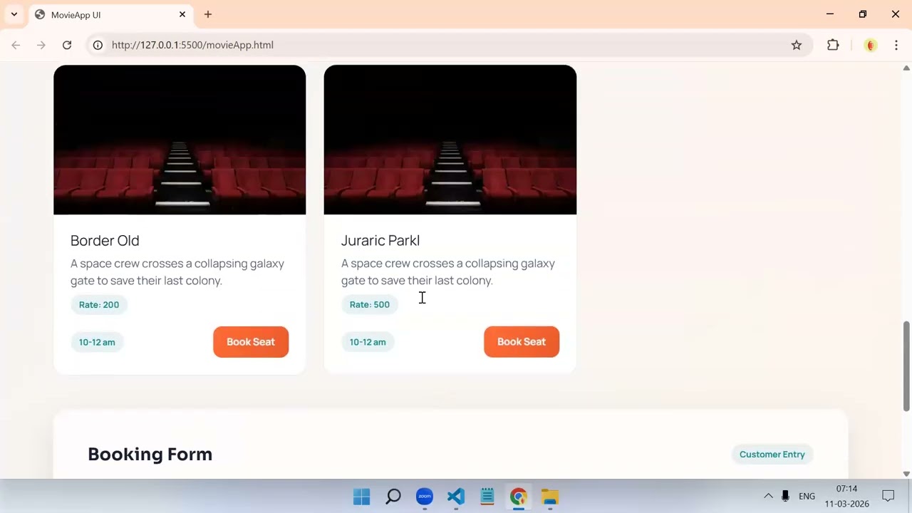 Movie Booking App | JavaScript app | Day 2