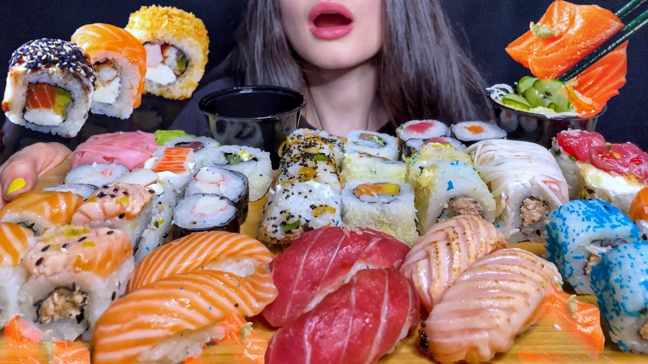 ASMR SUSHI & SASHIMI PLATTER MUKBANG (No Talking) EATING SOUNDS