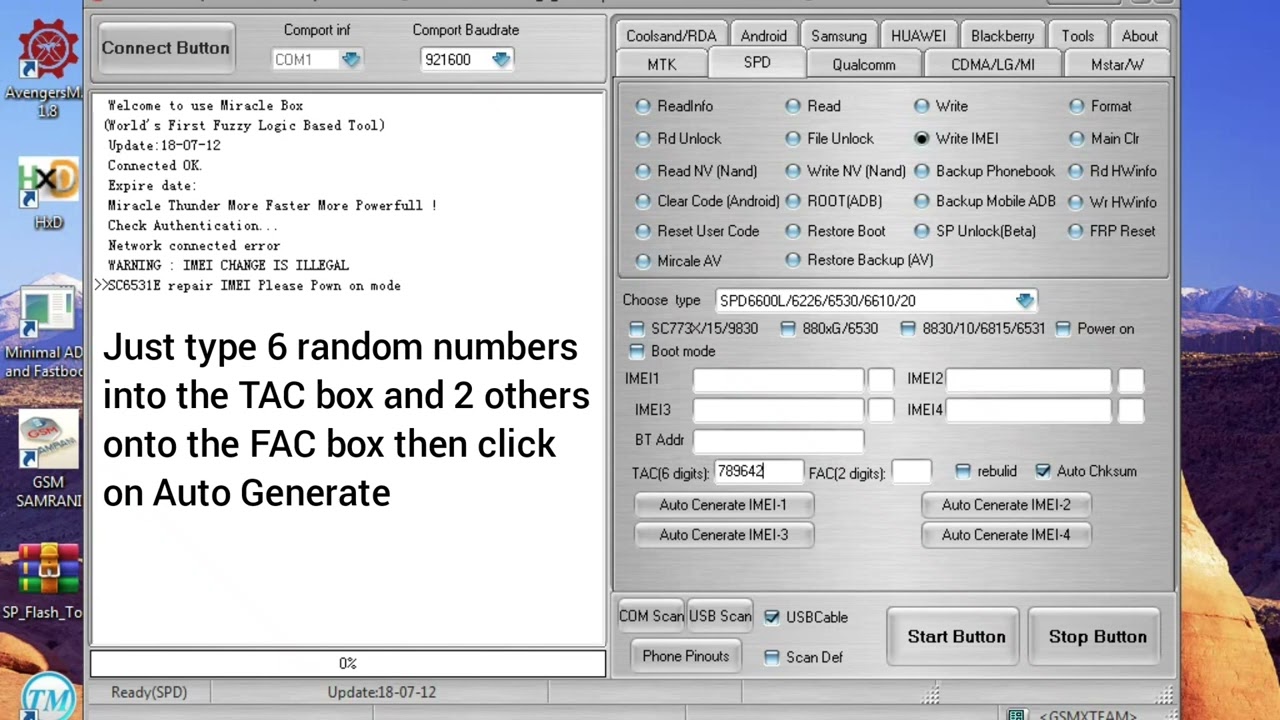 HOW TO AUTO GENERATE IMEI NUMBER WITH MIRACLE THUNDER