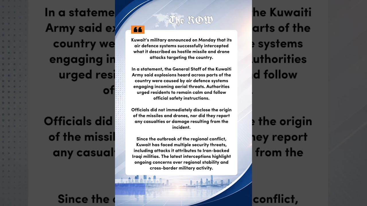 Kuwait Air Defences Intercept Missiles and Drones Amid Regional Tensions #breakingnews #therowpost
