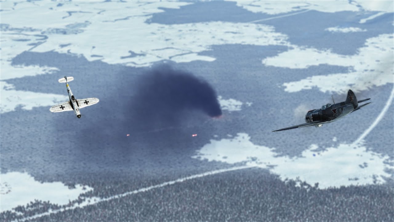 LA5 FN Vs BF109 G2 Intense Burn & Turn Dogfight