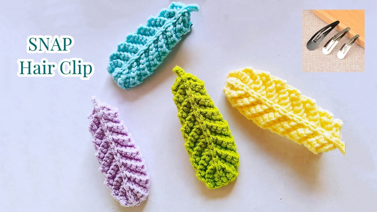 Crochet SNAP Hair Clip feather