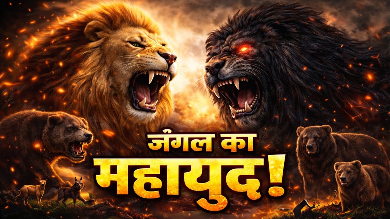 Jangal Ka Mahayoudh| जंगल का महायुद्ध | black lion Vs lion|जंगल की video #video #story  #youdh
