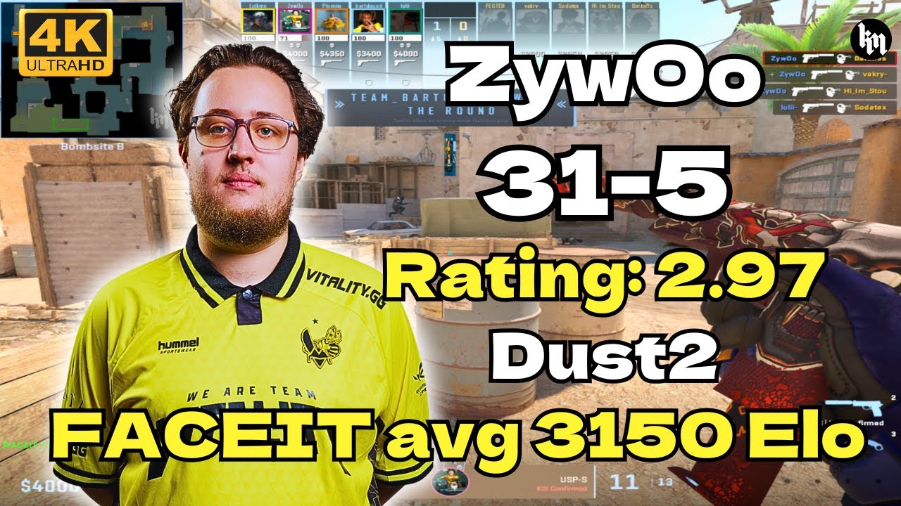 ZywOo (31-5) SoloQ Rating 2.97 (Dust2) | FACEIT avg 3150 Elo | Sep 4, 2025 | CS2 POV/DEMO