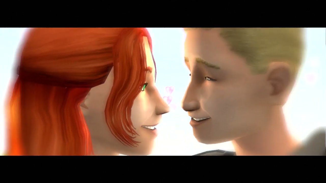 Angela Pleasant x Dustin Broke first kiss(The Sims 2 version)