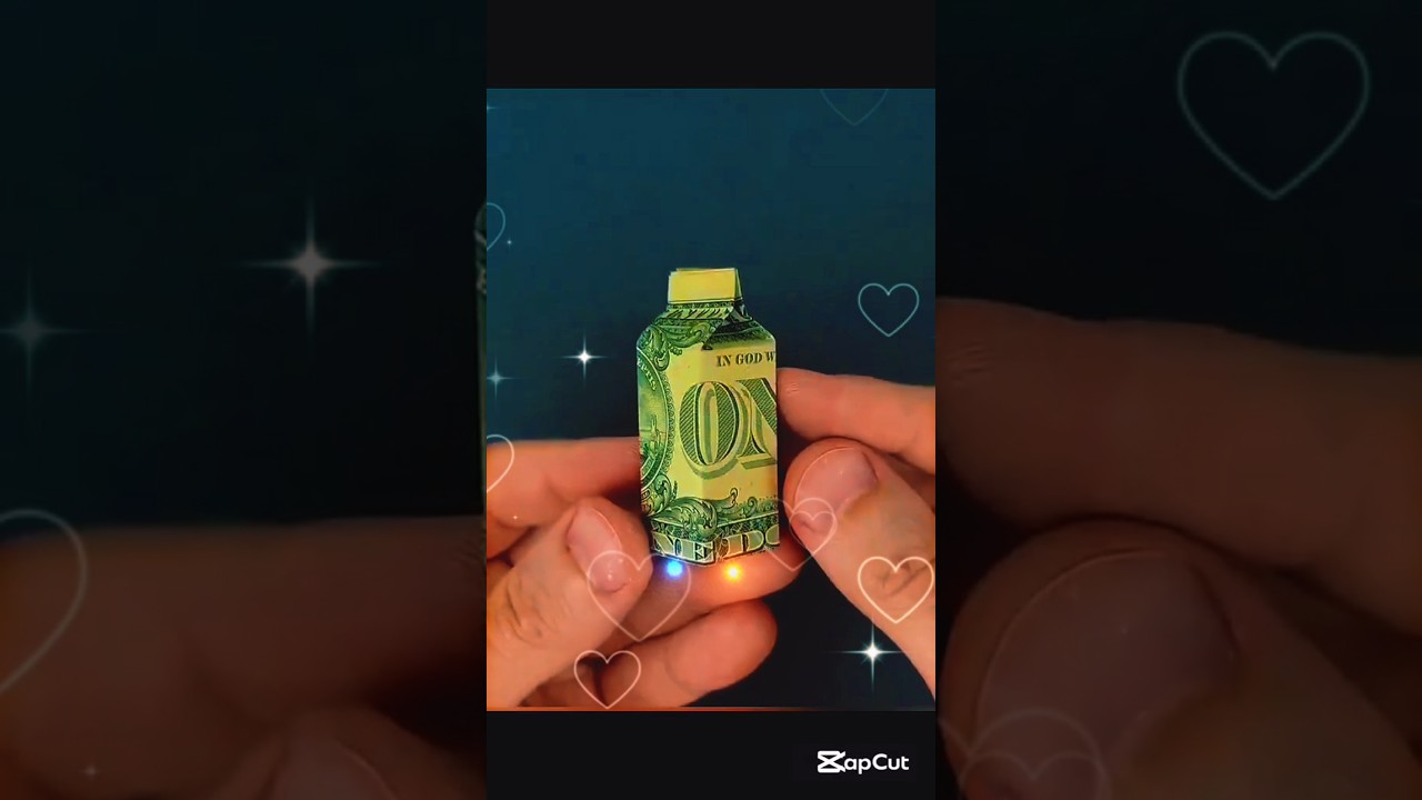 How to Fold a $1 Bill into a Mini Milk Carton - Easy Money Origami Tutorial for Beginners