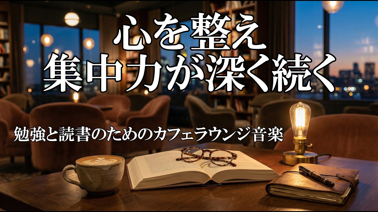 【癒し・作業用BGM】心を整え集中力が深く続く。｜勉強と読書のためのカフェラウンジ音楽｜心を整える50min