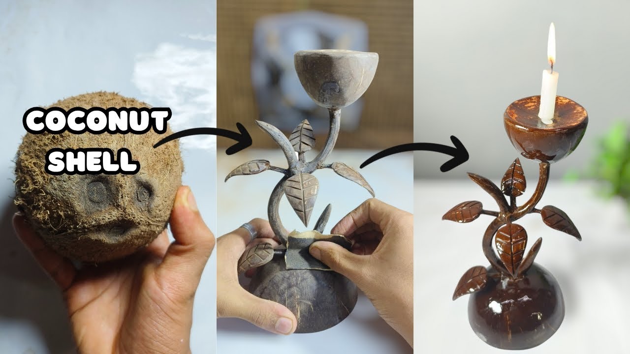 🕯️How to make a coconut shell candle stand🥥 | coconut shell craft ideas | coconut shell craft