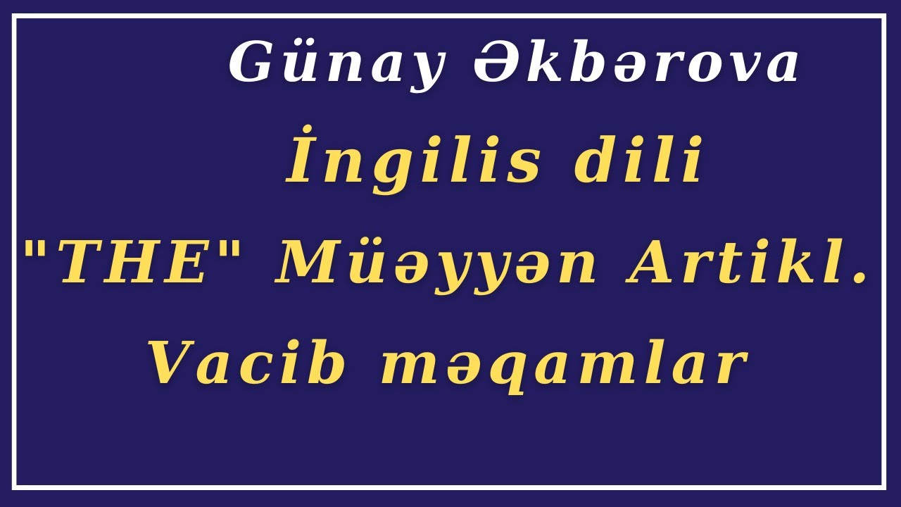 M&uuml;əyyən Artikl 