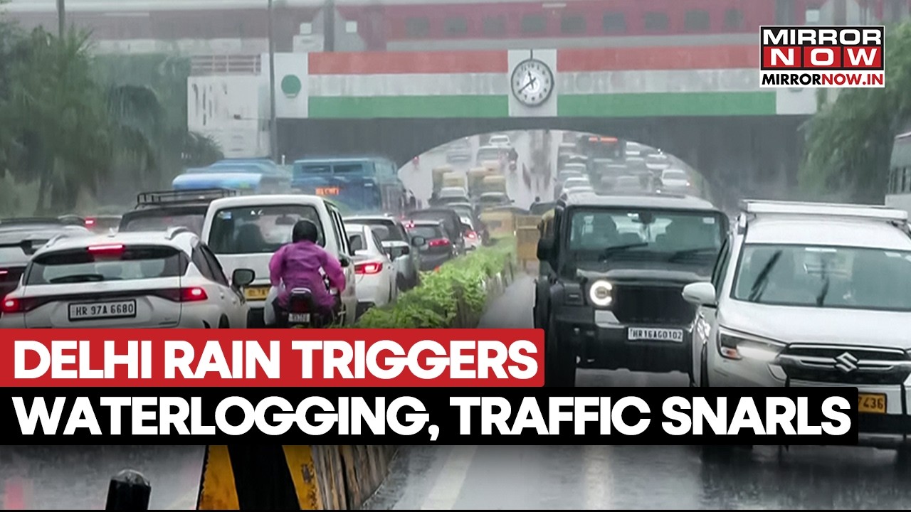 Delhi: Heavy Rain Triggers Waterlogging, Traffic Snarls, IMD Issues Red Alert | Watch