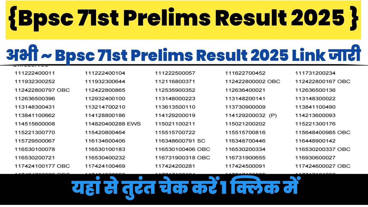 Bpsc 71st Prelims Result 2025 Out ✅ how To Check bpsc 71 St Result kaise check kare ⚫ how To Check 