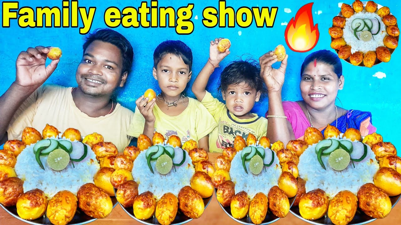 egg curry with rice eating | family eating show | egg curry salad with rice eating | egg mukbang