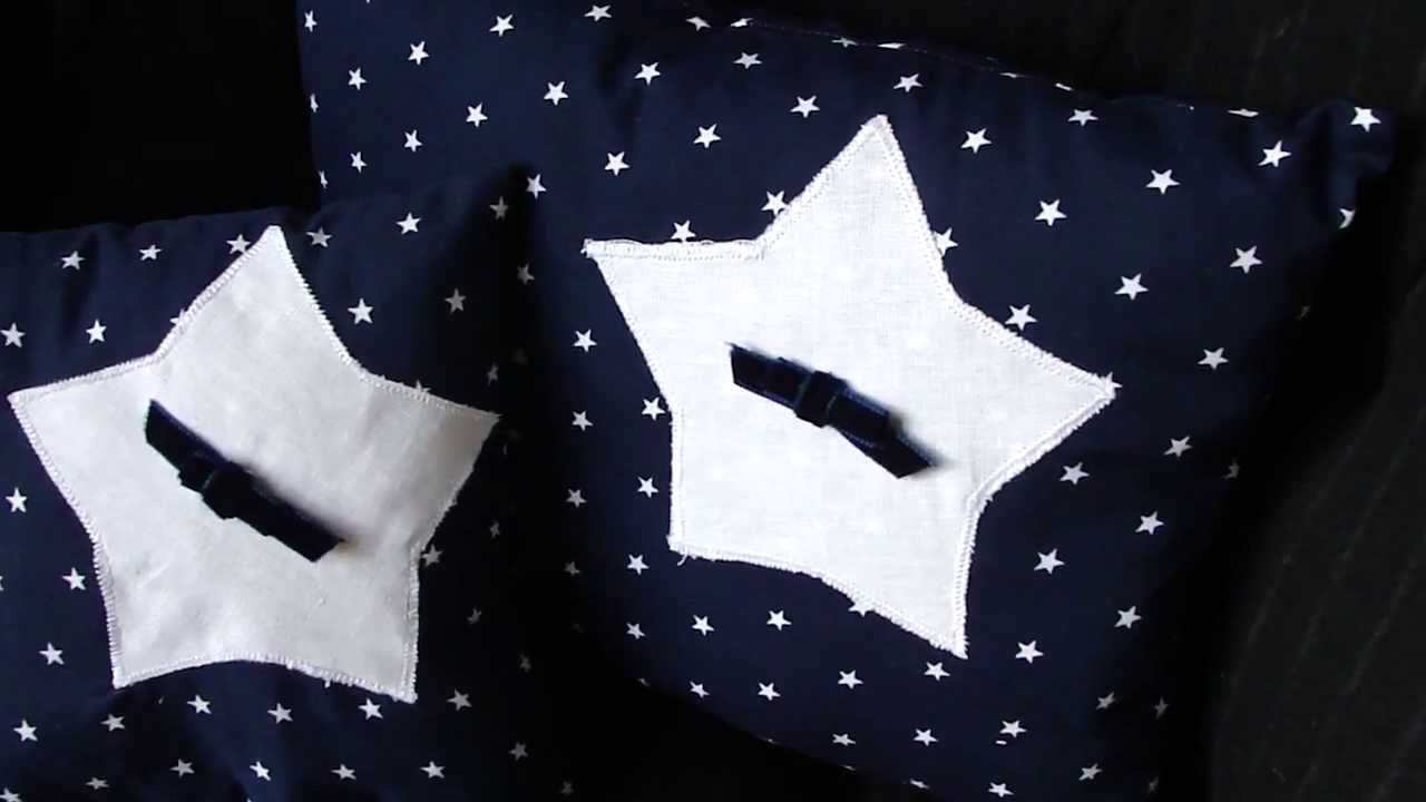Coussins Etoiles - Coussin Bleu Marine et Blanc - D&eacute;coration Chambre B&eacute;b&eacute;