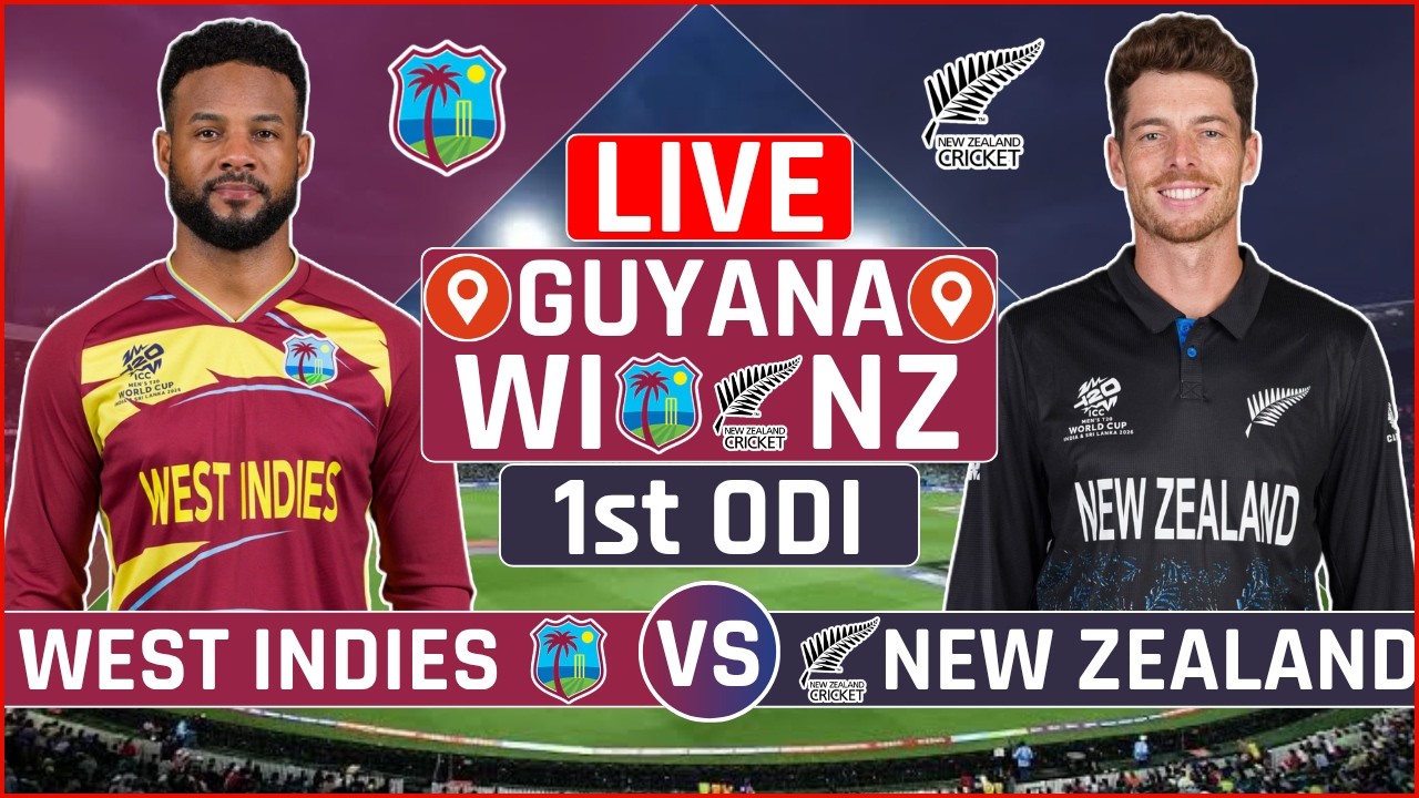 West Indies vs New Zealand 1st ODI Live Score | WI vs NZ 1st ODI Live Audio Commentary