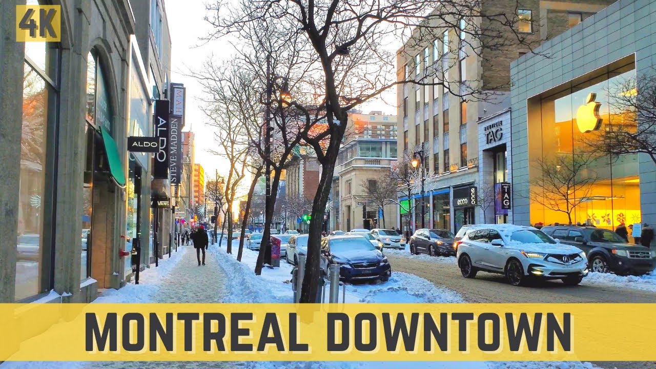 Downtown Montreal Snow Walk Winter 2021 (Sainte-Catherine Street) #downtownmontreal #montreal2021