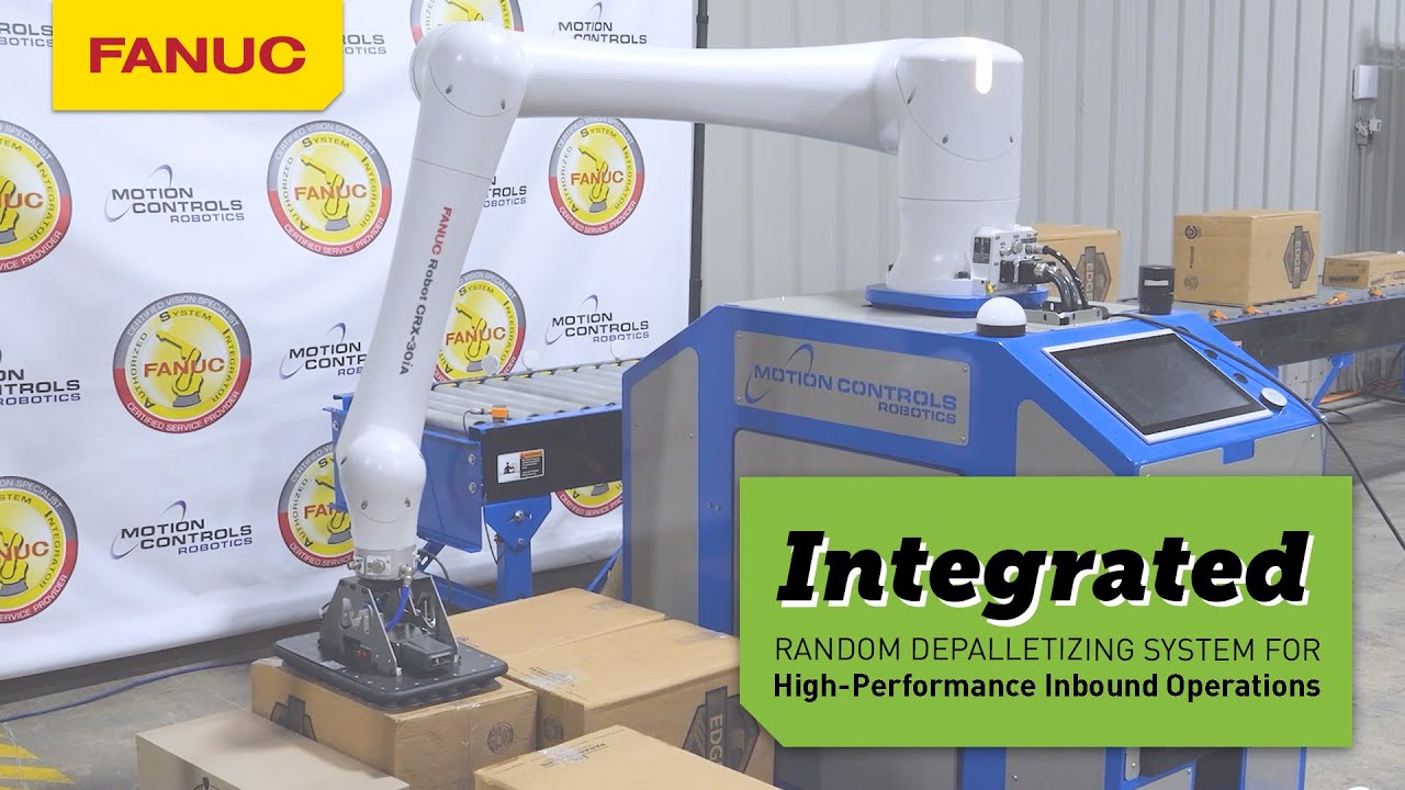 Произвольная разгрузка коробок с паллет с помощью FANUC iRVision 3DV