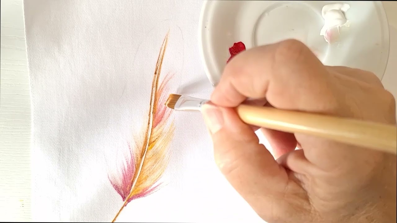 Dipingere una piuma  su stoffa #paintingtutorial #fabricpainting #tutorial