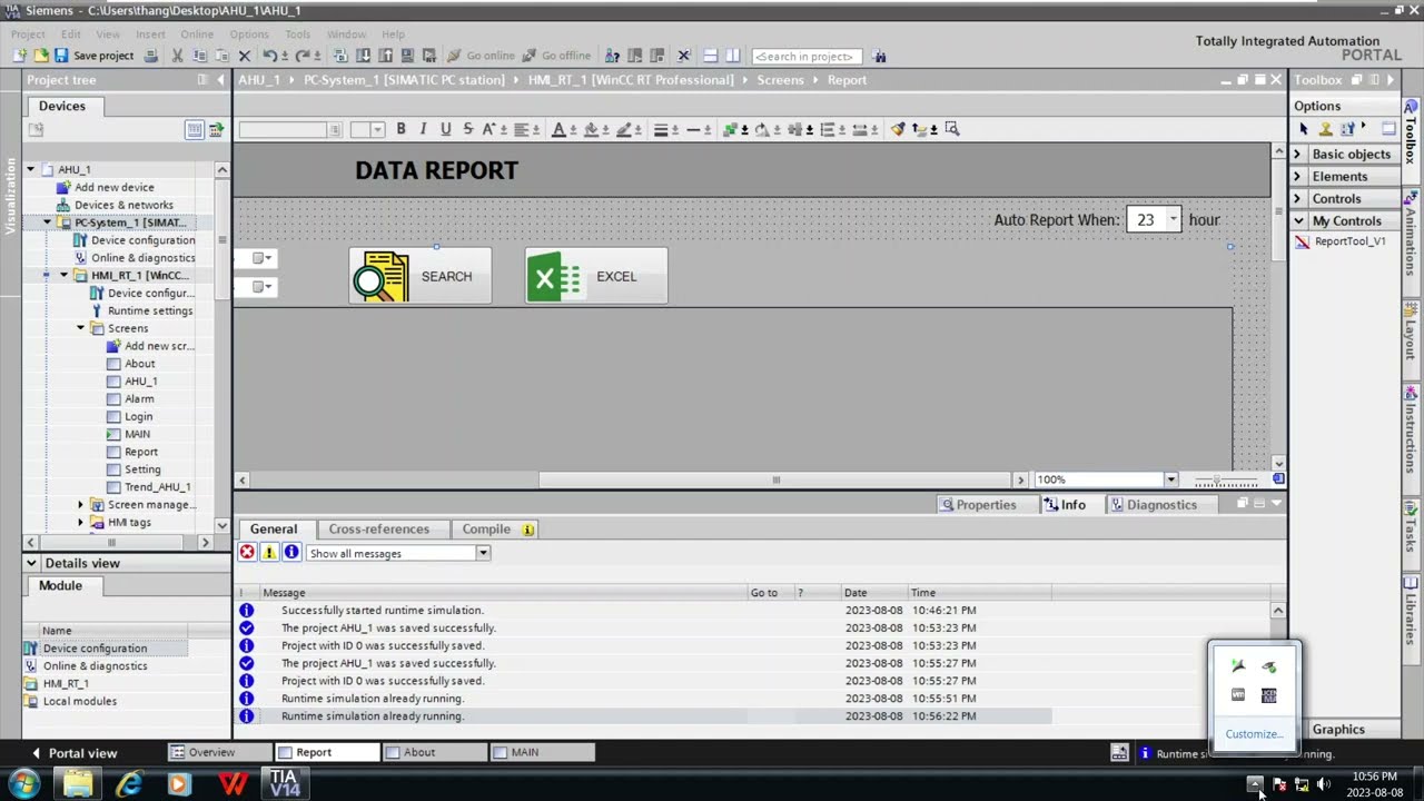 Import C# Net Control to WinCC - Report Tool