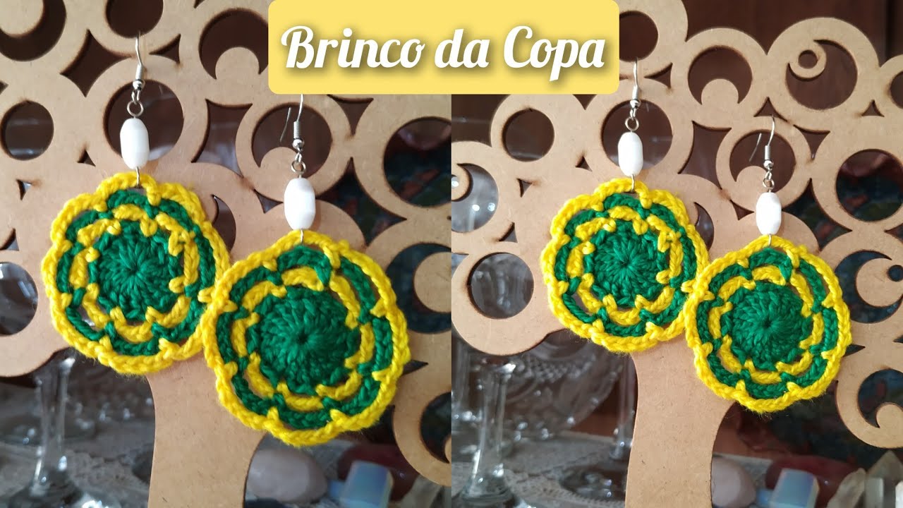 BRINCO DA COPA  DE CROCHÊ  #crochetearrings  #marcialobocroche
