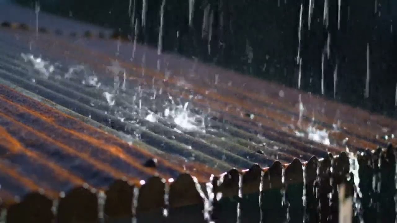 Heavy Rain on Metal Roof at Night for Sleep – 10 Hours Deep Rain Sounds & Relaxing ASMR Ambience