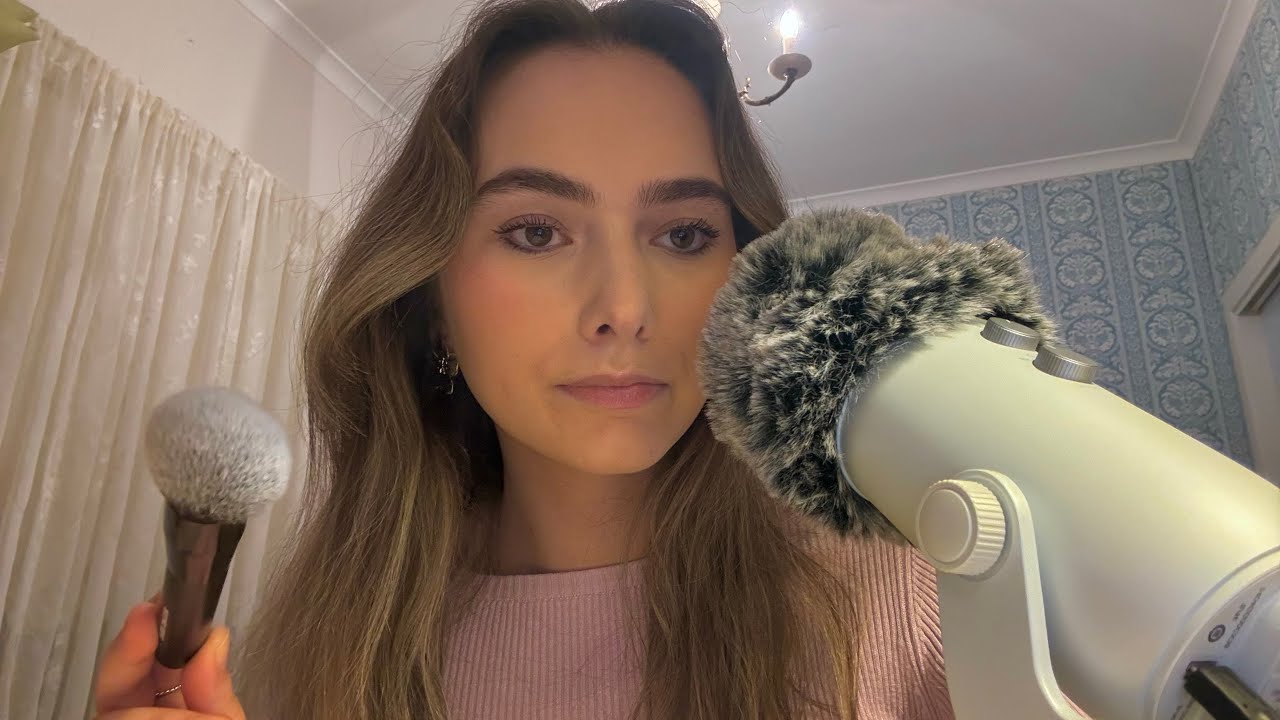 asmr - gentle face brushing and mouth sounds