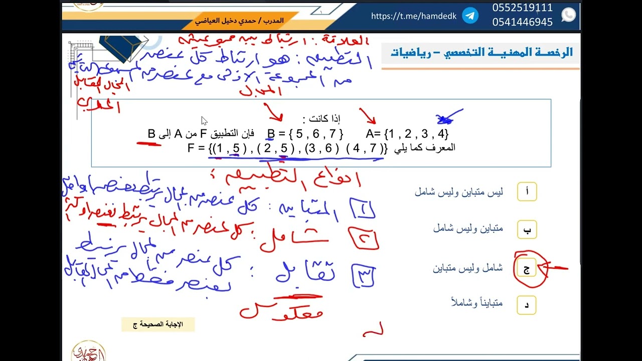 الرخصة المهنية رياضيات المعيار الثاني الجبر والدوال