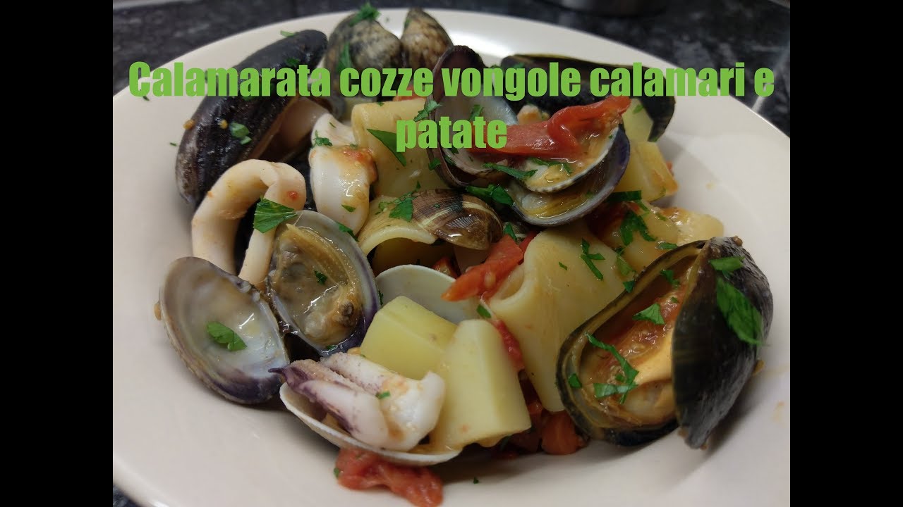 Calamarata cozze vongole calamari e patate