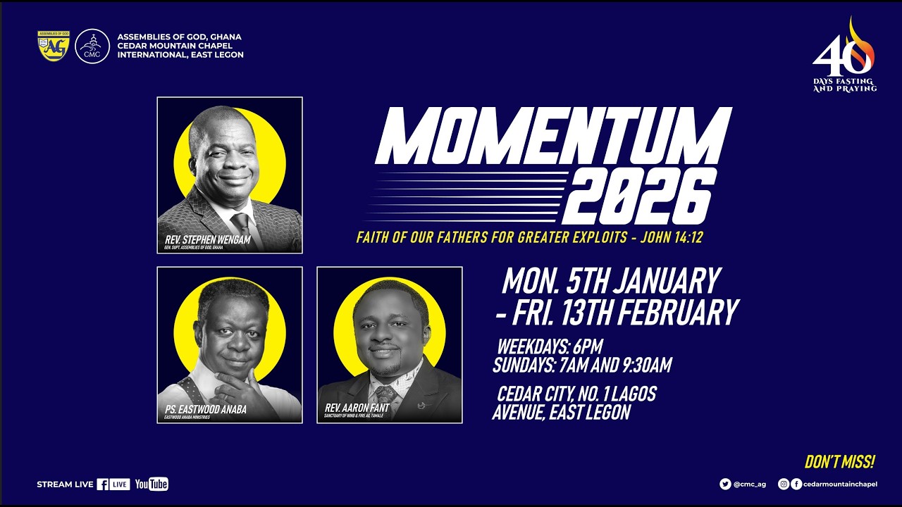 MOMENTUM 2026 || CEDAR WEEKDAY SERVICE || 40 DAYS FASTING AND PRAYER ||  DAY 32