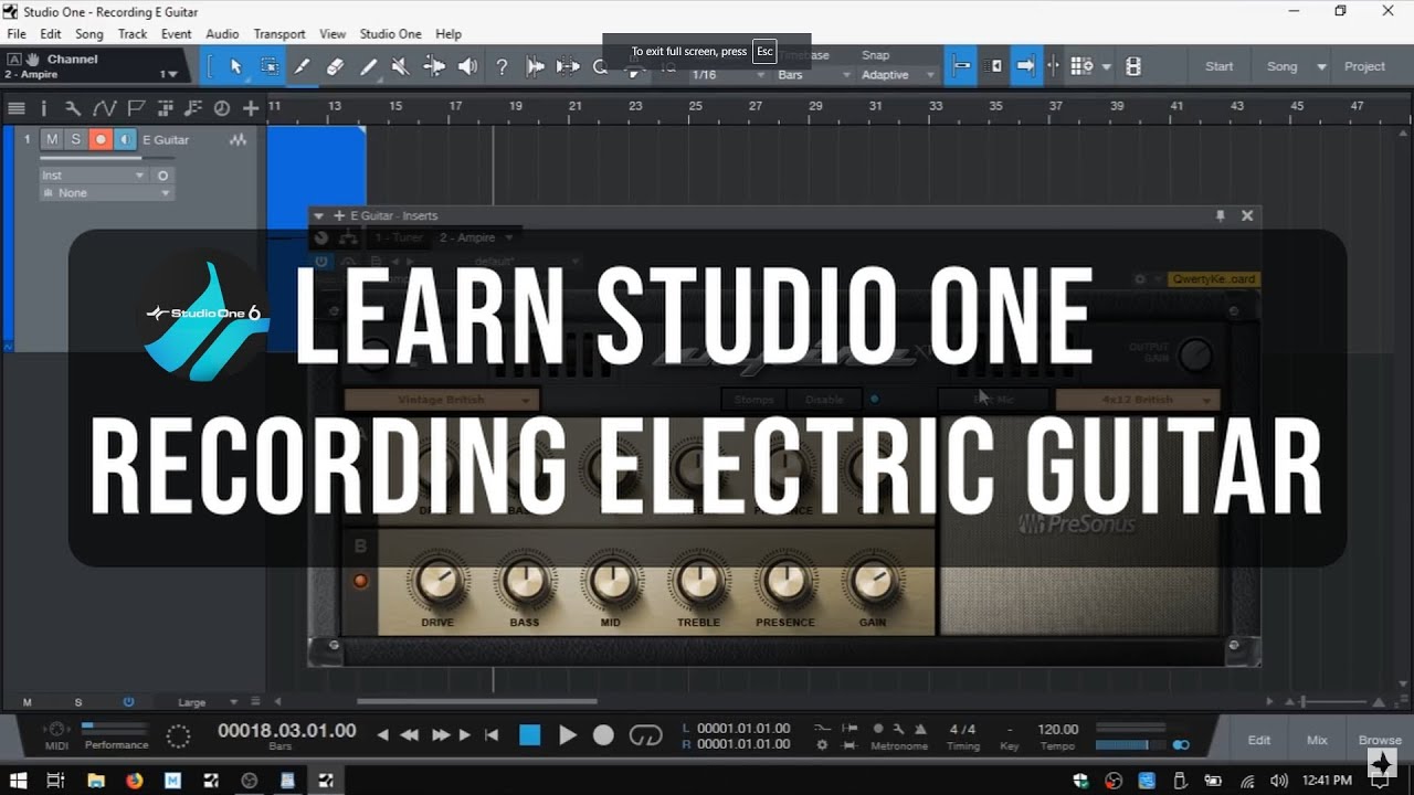 Как записать электрогитару в Presonus Studio One 4 [с Ampire] — для новичков!