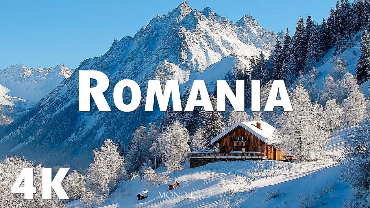 Romania Winter 4K – Snowy Carpathian Towns & Forests in Cold Mountain Morning Glow