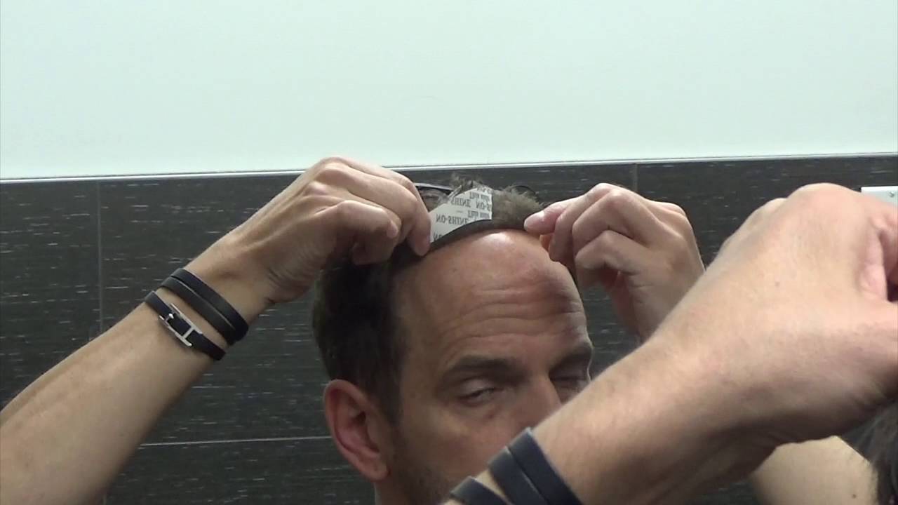 How to apply tape to front of hair system