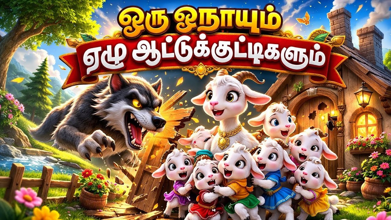 🦊ஒரு ஓநாயும் ஏழு ஆட்டுக்குட்டிகளும்🐐#ai #cartoon #marol #animation #trendingshorts #tamil #kadhaigal