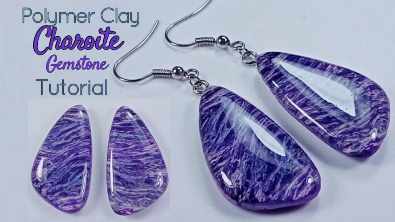 Polymer Clay CHAROITE Stone Earrings Tutorial / LoviCraft