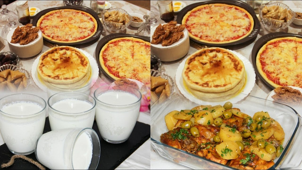فطور رابع رمضان شهيوات خطيييرة فطور عشاء وسحور بيتزا هشة ورطبة ورايب الكاس ناجح 100%دجاج بلاماء رائع