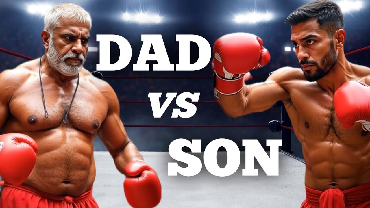 Dad vs Son boxing match, Father vs Son #wrestling #fight #daddy #viral #strength 