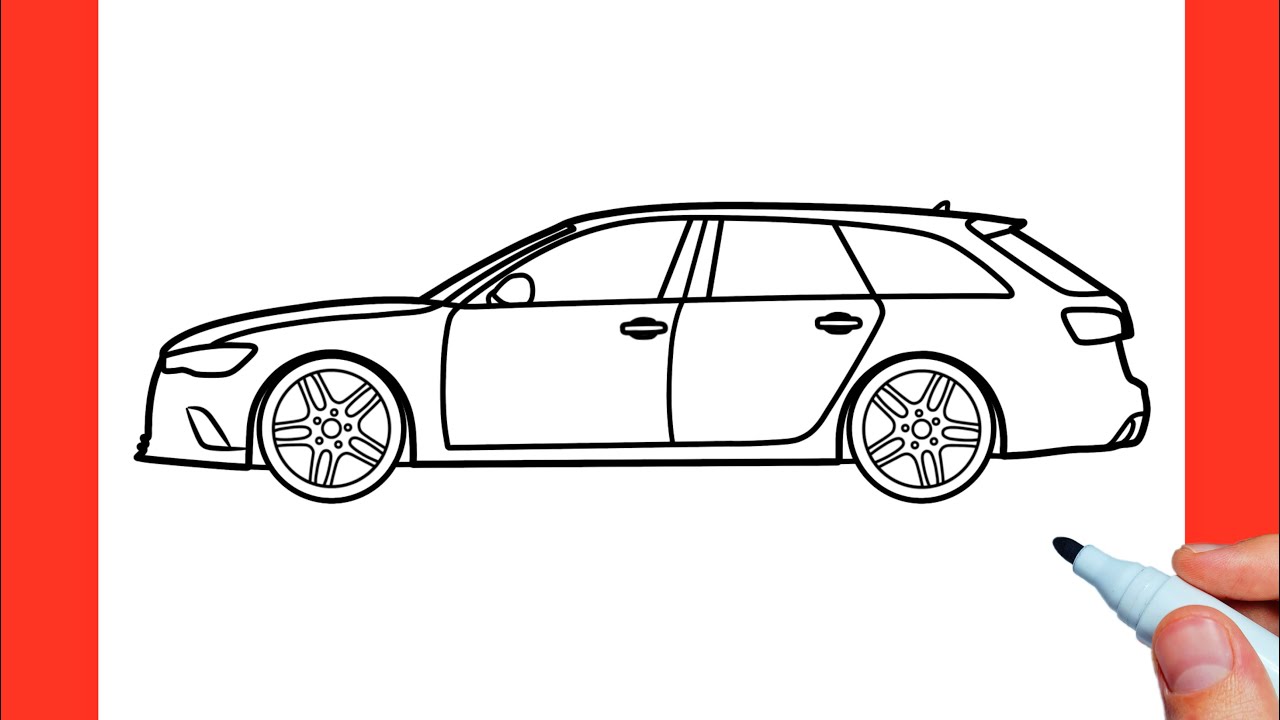 How to draw Audi RS6 car step by step
