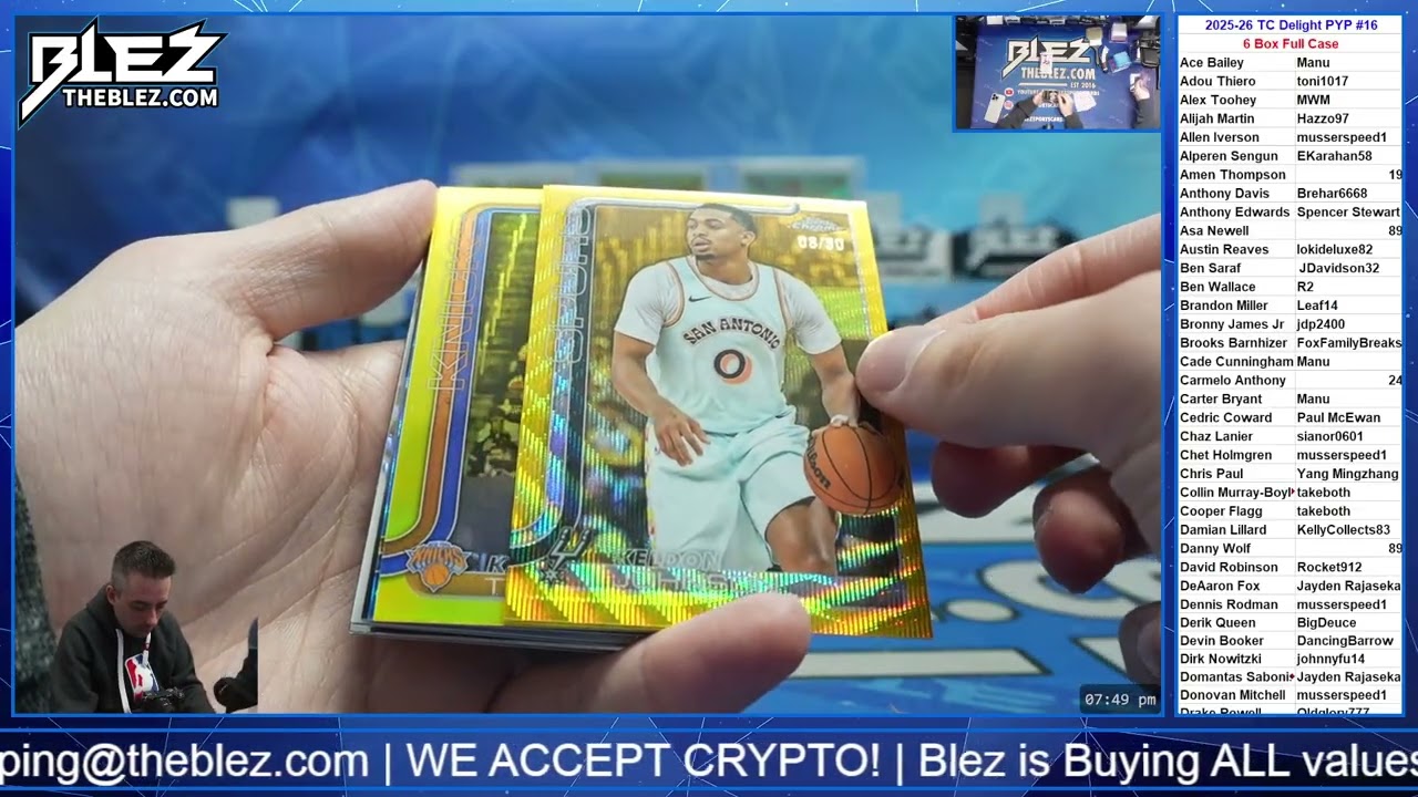 2025-26 Topps Chrome Delight NBA 6 Box Full Case Break #16 Pick Your Player