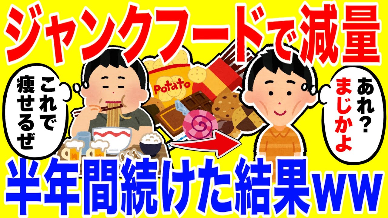ジャンクフードで減量生活を半年間続けた結果がやばいww