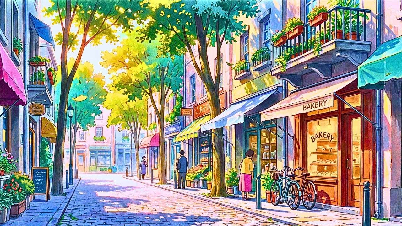4️⃣ Ghibli City Walk – No Talking, Only Ambient Sounds