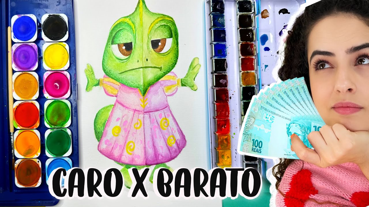MATERIAL CARO X BARATO: Batalha de aquarelas de $40 vs $100! Qual a melhor? Paula Stephania