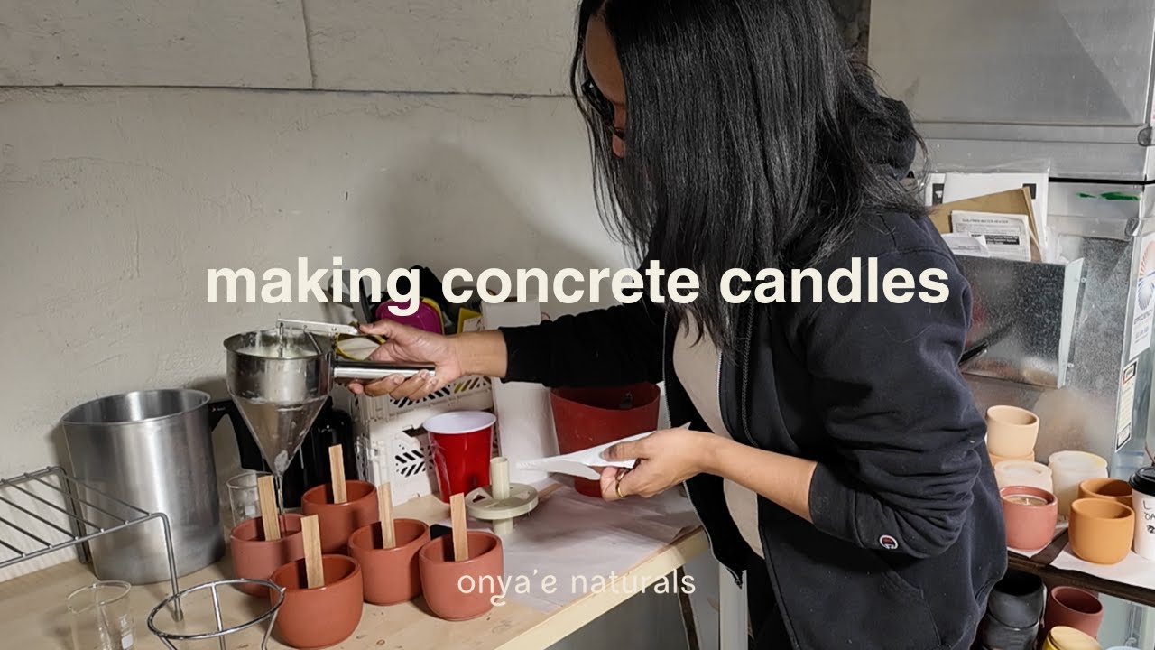 Studio vlog: How to seal and make Concrete Candles, and trim the wooden wicks 🕯️