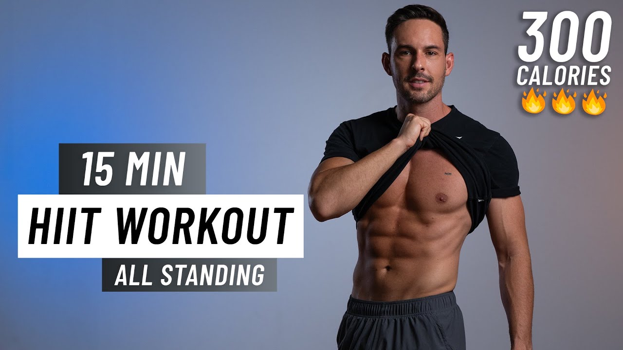 15 Min Fat Burning HIIT Workout - ALL STANDING - (No Equipment, No Repeat)