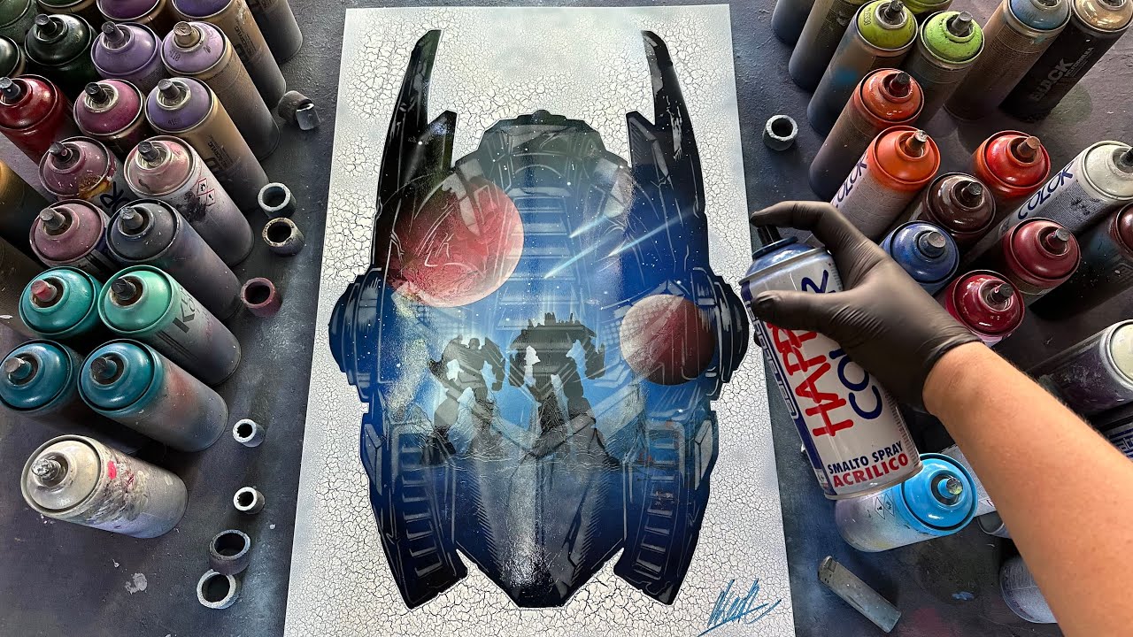 Optimus Prime TRANSFORMERS - SPRAY PAINT ART by Skech ( Glow In The Dark)