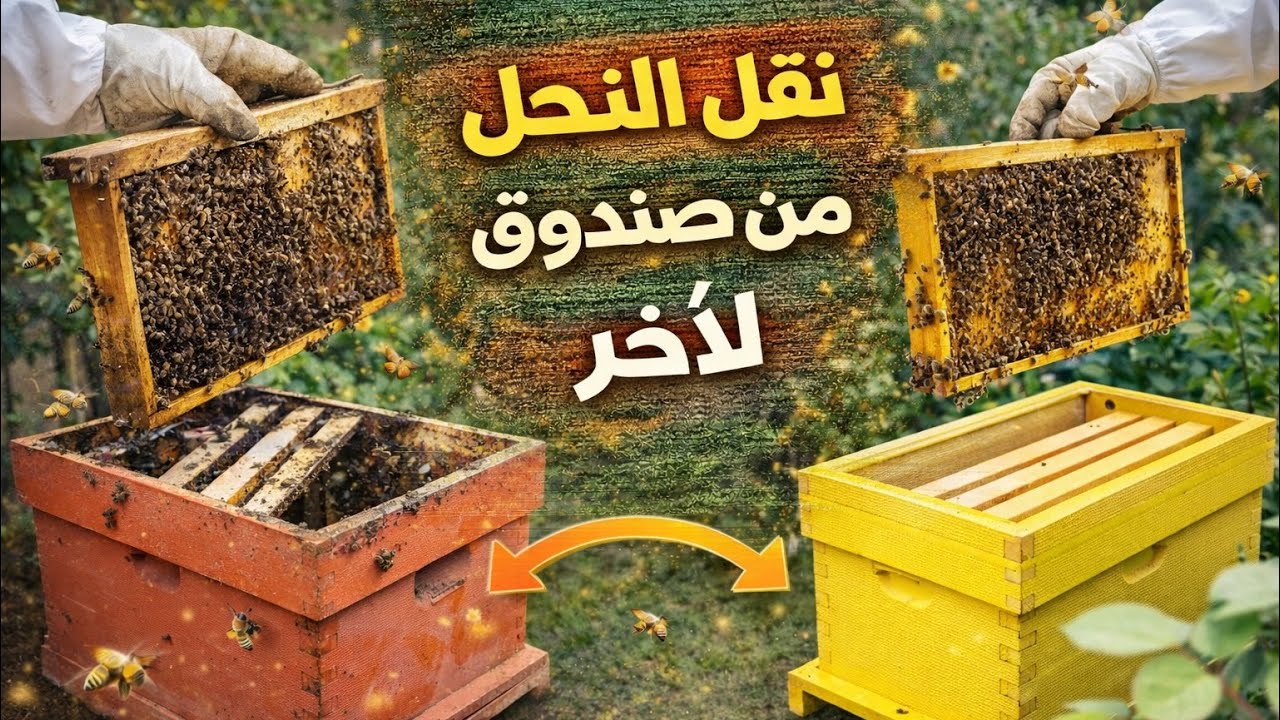 استبدال صندوق نحل قديم باخر جديد 