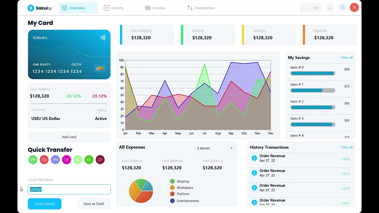 B4J UI Kit - Template Finance Dashboard