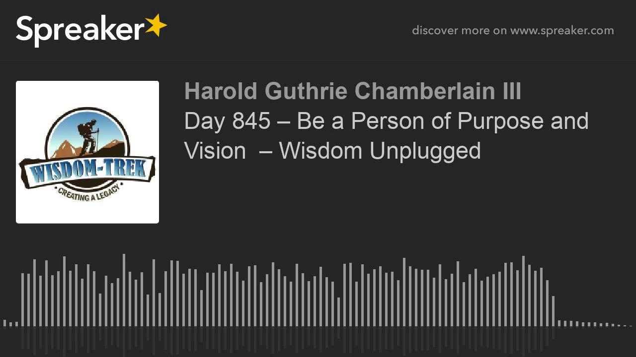Day 845 &ndash; Be a Person of Purpose and Vision  &ndash; Wisdom Unplugged